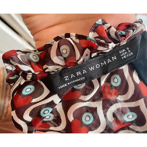 Zara Heart Print Midi Dress in Eggplant - Size Small - Picture 8 of 8